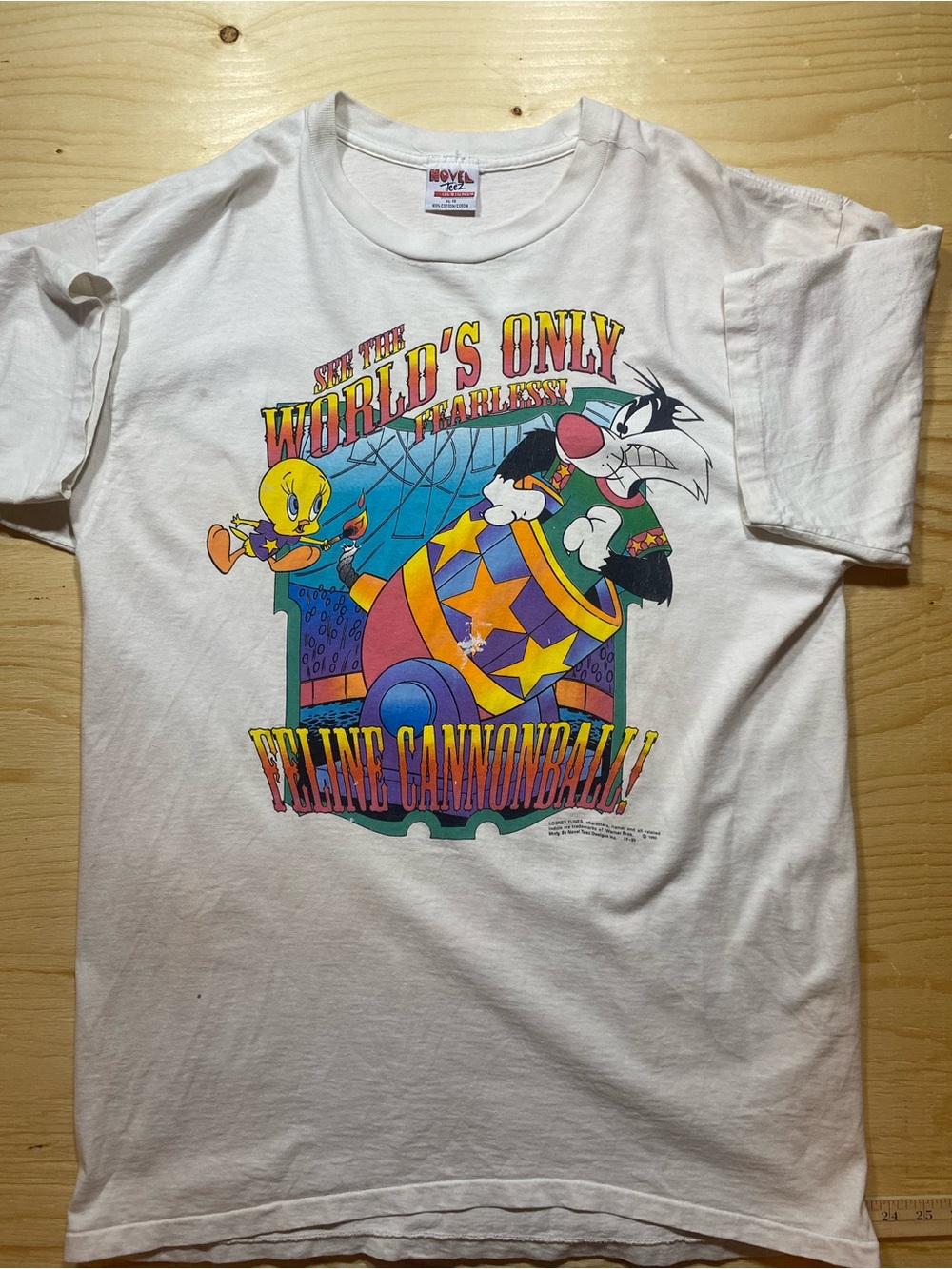 Vintage White Tweety & Sylvester Feline Cannonball Graphic Tee